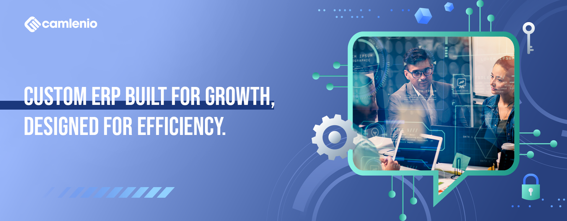 "Camlenio – Custom ERP Software for Business Growth and Operational Efficiency" You can also use this as an alt tag for SEO and accessibility: Alt Text: "Team discussing ERP solutions with digital interface graphics – Camlenio ERP software banner" Want help optimizing more images or writing meta tags Looking for a powerful, tailor-made ERP solution? Camlenio delivers custom ERP software built to match your exact business needs. From inventory and finance to HR and operations, we design ERP systems that streamline your workflow and boost productivity.